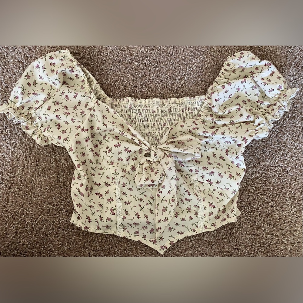 Floral Cream Lacey Top